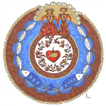 Tiszai legenda a halász legényről és a királylányról - illusztráció (filctoll)